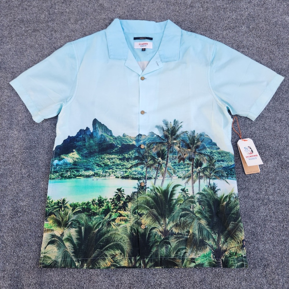 ROARK Hinano Gonzo Otemanu Mens XL Light Blue Hawaiian Tropical button‎ down